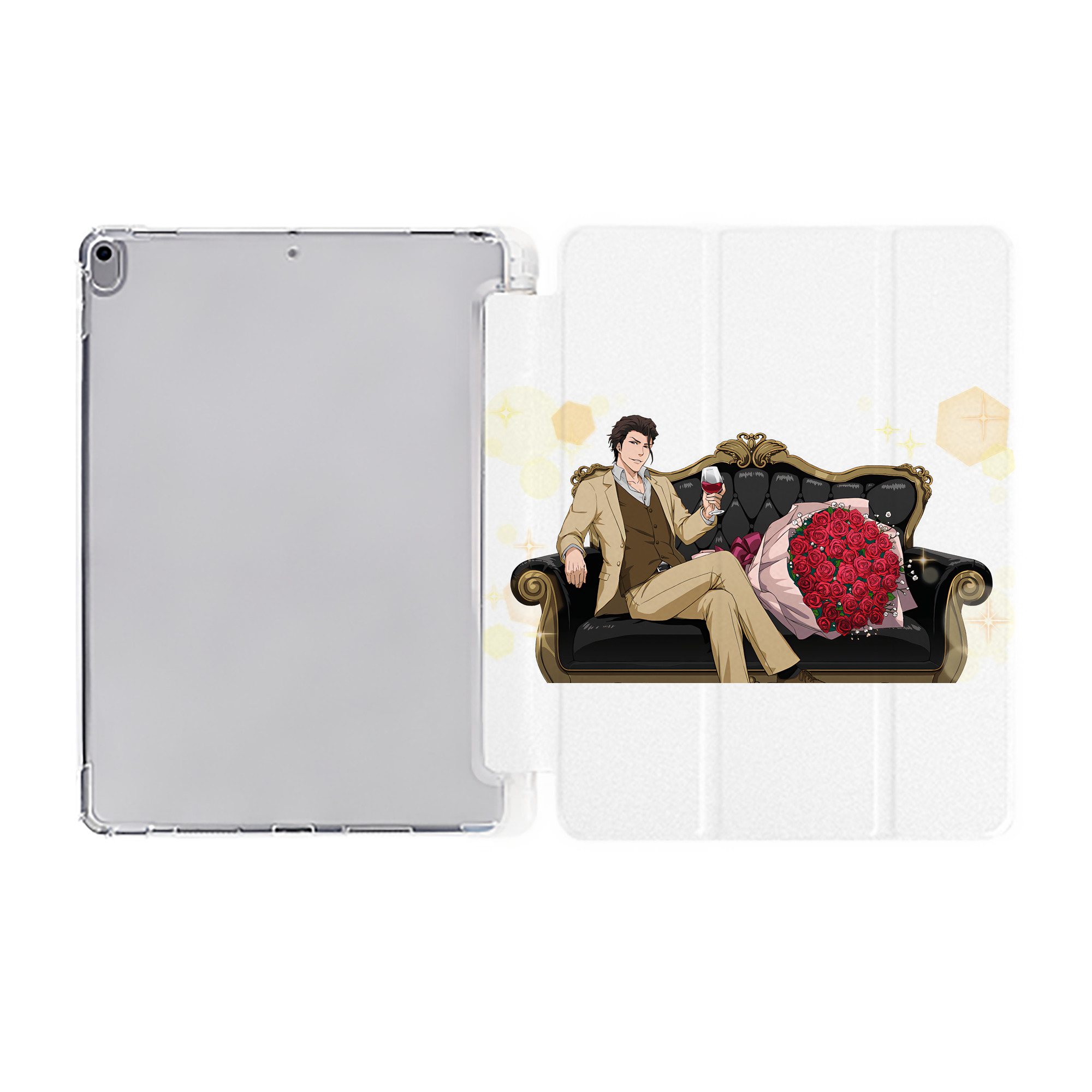 （画像用） ブリーチ 藍染 惣右介（あいぜん そうすけ） BLEACH Aizen Sousuke IPad ケース ペン収納付き 三つ折りスタンド PUレザー×シリコン 対応機種9.5/10.5/10.9インチ